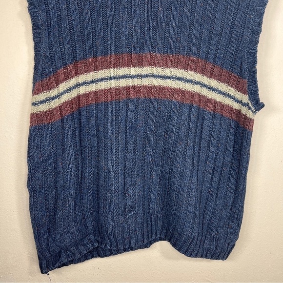 MEDIUM VINTAGE HILL AND ARCHER SWEATER VEST KNIT BLUE V NECK STRIPE - Picture 7 of 10